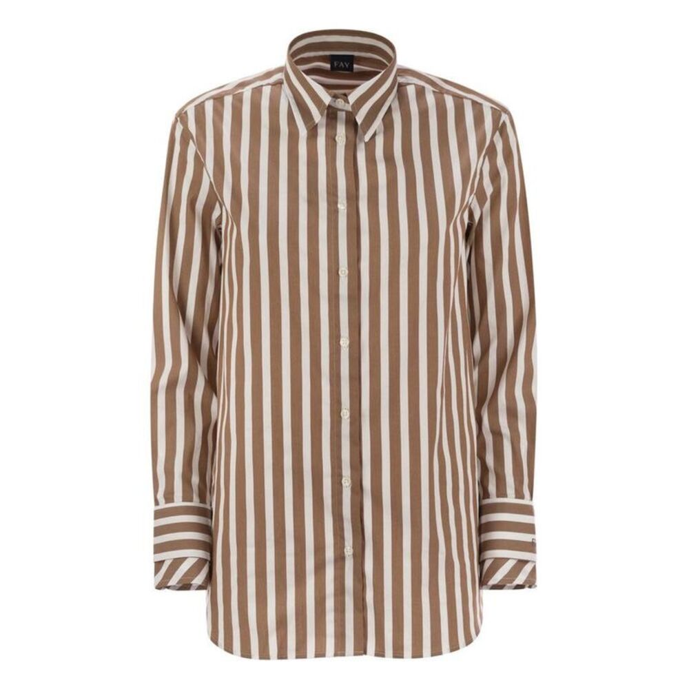 FAY Striped Cotton Poplin Shirt Women BROWN Shirts